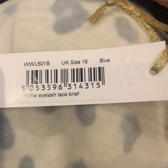 BNWT WOLF & WHISTLE Millie Eyelash Lace Brief Blue size 16 - Picture 8 of 8